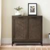 Leick Home Mission Hall Console Table, Solid Wood, 2-Door Storage with 1 Interior Shelf, Slim Profile, Easy Assembly, Russet Brown, 30 in L x 11 in D x 30 in H, Small Entryway Cabinet, 10001-RS(Smoke Gray)