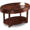 Leick Home Sheldon Coffee Table, Solid Wood, Round, with Glass Top and Shelf, Chocolate Oak, 10037(Chocolate Cherry)