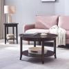 Leick Home Sheldon Coffee Table, Solid Wood, Round, with Glass Top and Shelf, Chocolate Oak, 10037(Chocolate Oak)