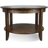 Leick Home Sheldon Coffee Table, Solid Wood, Round, with Glass Top and Shelf, Chocolate Oak, 10037(Chocolate Oak)