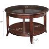 Leick Home Sheldon Coffee Table, Solid Wood, Round, with Glass Top and Shelf, Chocolate Oak, 10037(Chocolate Oak)
