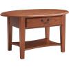 Leick Home Sheldon Coffee Table, Solid Wood, Round, with Glass Top and Shelf, Chocolate Oak, 10037(Medium Oak)