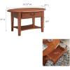 Leick Home Sheldon Coffee Table, Solid Wood, Round, with Glass Top and Shelf, Chocolate Oak, 10037(Medium Oak)