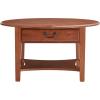 Leick Home Sheldon Coffee Table, Solid Wood, Round, with Glass Top and Shelf, Chocolate Oak, 10037(Medium Oak)