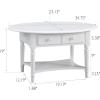 Leick Home Sheldon Coffee Table, Solid Wood, Round, with Glass Top and Shelf, Chocolate Oak, 10037(Orchid White)