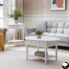 Leick Home Sheldon Coffee Table, Solid Wood, Round, with Glass Top and Shelf, Chocolate Oak, 10037(Orchid White)