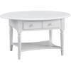 Leick Home Sheldon Coffee Table, Solid Wood, Round, with Glass Top and Shelf, Chocolate Oak, 10037(Orchid White)
