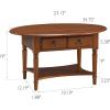 Leick Home Sheldon Coffee Table, Solid Wood, Round, with Glass Top and Shelf, Chocolate Oak, 10037(Pecan)