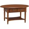 Leick Home Sheldon Coffee Table, Solid Wood, Round, with Glass Top and Shelf, Chocolate Oak, 10037(Pecan)
