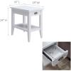 Leick Home Stratus Chairside End Table, Solid Wood, with Shelf, for Living Rooms and Small Spaces, Smoke Gray, 22005-GR(White)