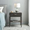 Salem Solid Wood Nightstand with Drawer and Shelf, Medium Oak Brown, Perfect for Bedrooms, Living Rooms, and Small Spaces – Leick Home, 9067-MED(Anthracite)