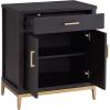 Salem Solid Wood Nightstand with Drawer and Shelf, Medium Oak Brown, Perfect for Bedrooms, Living Rooms, and Small Spaces – Leick Home, 9067-MED(Black)