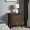 Salem Solid Wood Nightstand with Drawer and Shelf, Medium Oak Brown, Perfect for Bedrooms, Living Rooms, and Small Spaces – Leick Home, 9067-MED(Distressed Riverstone)
