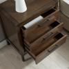 Salem Solid Wood Nightstand with Drawer and Shelf, Medium Oak Brown, Perfect for Bedrooms, Living Rooms, and Small Spaces – Leick Home, 9067-MED(Distressed Riverstone)
