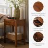 Salem Solid Wood Nightstand with Drawer and Shelf, Medium Oak Brown, Perfect for Bedrooms, Living Rooms, and Small Spaces – Leick Home, 9067-MED(Medium Oak)