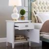 Salem Solid Wood Nightstand with Drawer and Shelf, Medium Oak Brown, Perfect for Bedrooms, Living Rooms, and Small Spaces – Leick Home, 9067-MED(Orchid White)