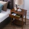Salem Solid Wood Nightstand with Drawer and Shelf, Medium Oak Brown, Perfect for Bedrooms, Living Rooms, and Small Spaces – Leick Home, 9067-MED(Pecan)
