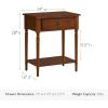 Salem Solid Wood Nightstand with Drawer and Shelf, Medium Oak Brown, Perfect for Bedrooms, Living Rooms, and Small Spaces – Leick Home, 9067-MED(Pecan)