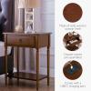 Salem Solid Wood Nightstand with Drawer and Shelf, Medium Oak Brown, Perfect for Bedrooms, Living Rooms, and Small Spaces – Leick Home, 9067-MED(Pecan)