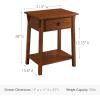 Salem Solid Wood Nightstand with Drawer and Shelf, Medium Oak Brown, Perfect for Bedrooms, Living Rooms, and Small Spaces – Leick Home, 9067-MED(Russet / Blackened)