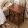 Salem Solid Wood Nightstand with Drawer and Shelf, Medium Oak Brown, Perfect for Bedrooms, Living Rooms, and Small Spaces – Leick Home, 9067-MED(Russet / Blackened)