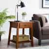 Salem Solid Wood Nightstand with Drawer and Shelf, Medium Oak Brown, Perfect for Bedrooms, Living Rooms, and Small Spaces – Leick Home, 9067-MED(Russet / Blackened)