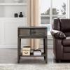 Salem Solid Wood Nightstand with Drawer and Shelf, Medium Oak Brown, Perfect for Bedrooms, Living Rooms, and Small Spaces – Leick Home, 9067-MED(Smoke Gray)