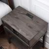 Salem Solid Wood Nightstand with Drawer and Shelf, Medium Oak Brown, Perfect for Bedrooms, Living Rooms, and Small Spaces – Leick Home, 9067-MED(Smoke Gray)