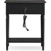 Salem Solid Wood Nightstand with Drawer and Shelf, Medium Oak Brown, Perfect for Bedrooms, Living Rooms, and Small Spaces – Leick Home, 9067-MED(Swan Black)