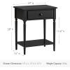 Salem Solid Wood Nightstand with Drawer and Shelf, Medium Oak Brown, Perfect for Bedrooms, Living Rooms, and Small Spaces – Leick Home, 9067-MED(Swan Black)