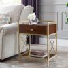 Salem Solid Wood Nightstand with Drawer and Shelf, Medium Oak Brown, Perfect for Bedrooms, Living Rooms, and Small Spaces – Leick Home, 9067-MED(Walnut)