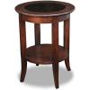 Haven Ridge Solid Wood Oval Side Table with Drawer and Shelf, Medium Oak Brown, Perfect for Living Rooms, Bedrooms, and Small Spaces – Leick Home, 9042-MED(Chocolate Oak / Glass)