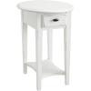 Haven Ridge Solid Wood Oval Side Table with Drawer and Shelf, Medium Oak Brown, Perfect for Living Rooms, Bedrooms, and Small Spaces – Leick Home, 9042-MED(Farmhouse White)