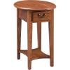 Haven Ridge Solid Wood Oval Side Table with Drawer and Shelf, Medium Oak Brown, Perfect for Living Rooms, Bedrooms, and Small Spaces – Leick Home, 9042-MED(Medium Oak)