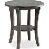 Haven Ridge Solid Wood Oval Side Table with Drawer and Shelf, Medium Oak Brown, Perfect for Living Rooms, Bedrooms, and Small Spaces – Leick Home, 9042-MED(Rustic Gray)