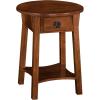 Haven Ridge Solid Wood Oval Side Table with Drawer and Shelf, Medium Oak Brown, Perfect for Living Rooms, Bedrooms, and Small Spaces – Leick Home, 9042-MED(Russet)
