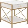 Haven Ridge Solid Wood Oval Side Table with Drawer and Shelf, Medium Oak Brown, Perfect for Living Rooms, Bedrooms, and Small Spaces – Leick Home, 9042-MED(White)