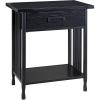 Leick Home 10082-WA Two Drawer Mirrored Diamond Filigree X Base Nightstand Side Table, Walnut(Black Wash)