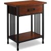 Leick Home 10082-WA Two Drawer Mirrored Diamond Filigree X Base Nightstand Side Table, Walnut(Mission Oak)