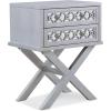 Leick Home 10082-WA Two Drawer Mirrored Diamond Filigree X Base Nightstand Side Table, Walnut(Silver Leaf)