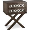 Leick Home 10082-WA Two Drawer Mirrored Diamond Filigree X Base Nightstand Side Table, Walnut(Walnut)