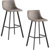image:imageLeick Home 10087BBHG Upholstered Back Bar Height Stool with Wood Base Set of 2 for Elevated Kitchen Counters High Top Tables and Bars Blackbean and Heather GrayDapple Gray