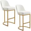 Leick Home 10087-BBHG Upholstered Back Bar Height Stool with Wood Base, Set of 2, for Elevated Kitchen Counters, High Top Tables, and Bars, Blackbean and Heather Gray(White)