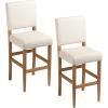 Leick Home 10087-BBHG Upholstered Back Bar Height Stool with Wood Base, Set of 2, for Elevated Kitchen Counters, High Top Tables, and Bars, Blackbean and Heather Gray(White Sands)