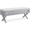Leick Home 10142-SV Mirrored Diamond Filigree X Base Lift Top Bench with Storage for Bedroom or Foyer, Silver Leaf