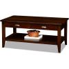 Leick Home 10504 Laurent Two Drawer Coffee Table with Shelf, Chocolate Cherry(Chocolate Cherry / Pewter)