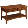 Leick Home 10504 Laurent Two Drawer Coffee Table with Shelf, Chocolate Cherry(Russet)