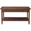 Leick Home 10504 Laurent Two Drawer Coffee Table with Shelf, Chocolate Cherry(Rustic Oak)