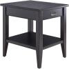 Leick Home 11407 Empiria One Drawer Side Table, Walnut and Foundry Bronze(Black)