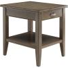 Leick Home 11407 Empiria One Drawer Side Table, Walnut and Foundry Bronze(Gray / Pewter)